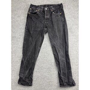 Levis 501 Jeans Mens 34x32 Black Button Fly Straight Leg Denim Pants Casual